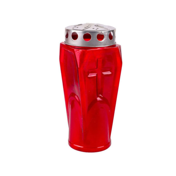 Red Cylinder Holy Candle Metal