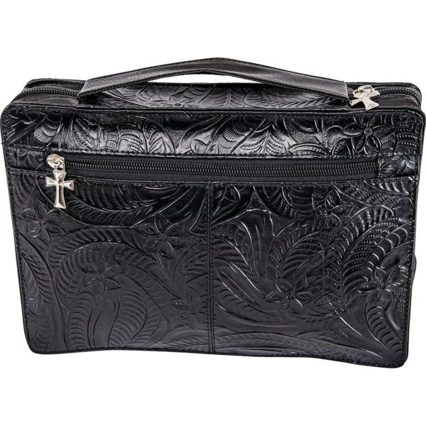 Womens Genuine Leather Embossed Bible Cover